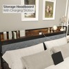 homfan Bed Frame with 2 Storage Drawers, LED Bed Frame with 2-Tier Storage Headboard＆Charging Station, Metal Platform Bed Frame, No Box Spring Needed - 4 of 4