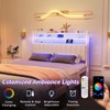 Karl Home Twin Full Queen King Size Headboard, Adjustable Upholstered Headboard with 3 Tier Shelves and Pegboard with Charging Stations and LED Lights - 3 of 4