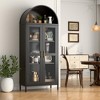 SUXXAN 73'' Metal Tall Arched Display Cabinet with Glass Doors and 2 Drawers, Assembly Required,Black - 2 of 4