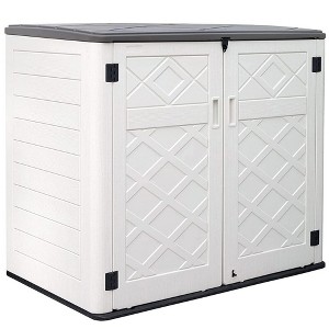 BENCMATE Storage Sheds, Garden Storage Shed Tool House with Sliding Door, Durable Construction for Backyard or Patio, White, 53.2"*34.3"*47.1" - 1 of 4