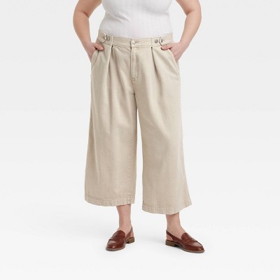 Women's High-Rise Cropped Two Way Denim Trousers - Universal Thread™