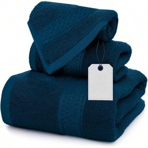 100 Ring Spun Cotton 3 - Piece Towel Set, Blue Opal, Soft Absorbent Quick Dry Towels for Bathroom, Spa, Gym - 1 of 4