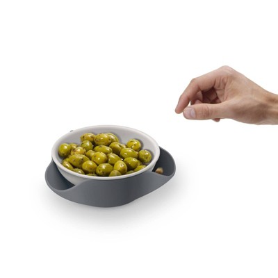 Gray Double Dish Plastic Serving Bowl with Food Waste Compartment
