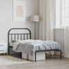 vidaXL Robust Powder-Coated Steel Construction Single Bed Frame with Headboard, Metal Slats and Legs - 3 of 4