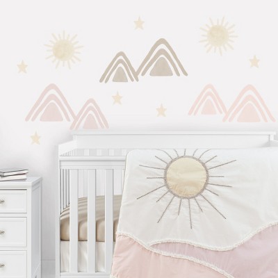 Image of Sweet Jojo Designs Girl Wall Decal Stickers Art Nursery Décor Desert Sun Pink Mauve, Gold and Taupe 4pc