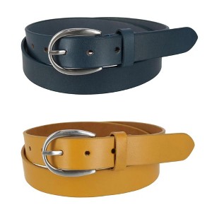 CTM Women's Adjustable Smooth Leather Dress Belt Set - 1 of 4