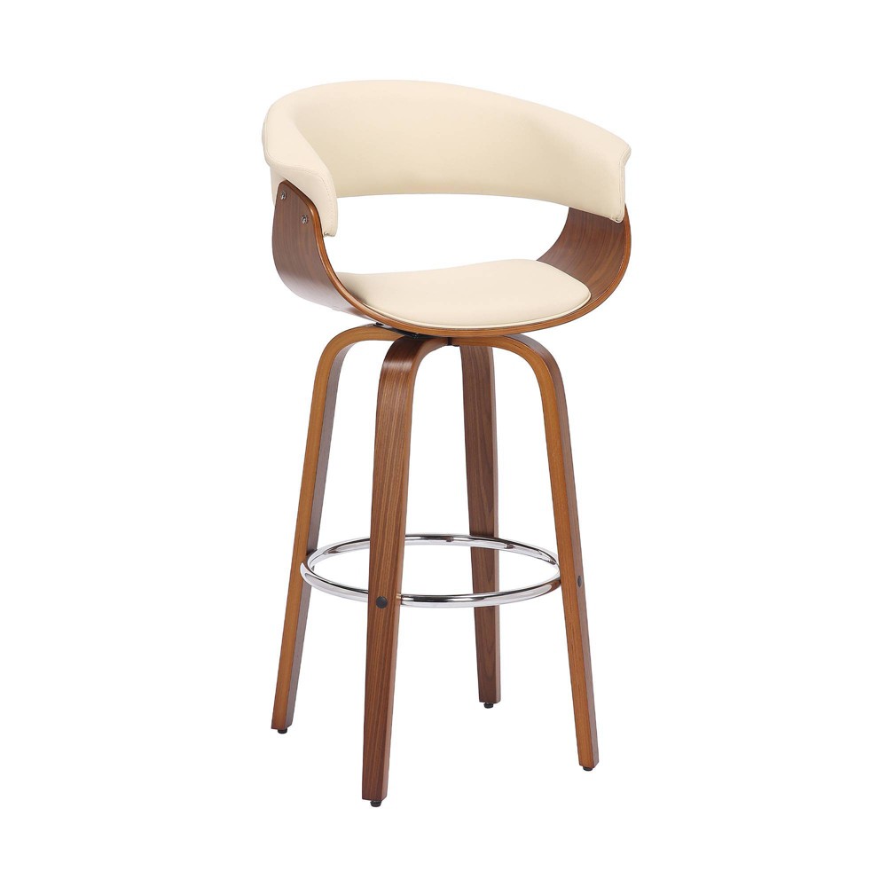 Photos - Chair 26" Julyssa Swivel Faux Leather Wood Counter Height Barstool Cream - Armen