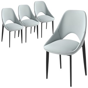 LeisureMod Upholstered Dining Chair with a Curved Open Back Design and Powder-Coated Iron Legs Set of 4 Amalfi Collection - 1 of 4