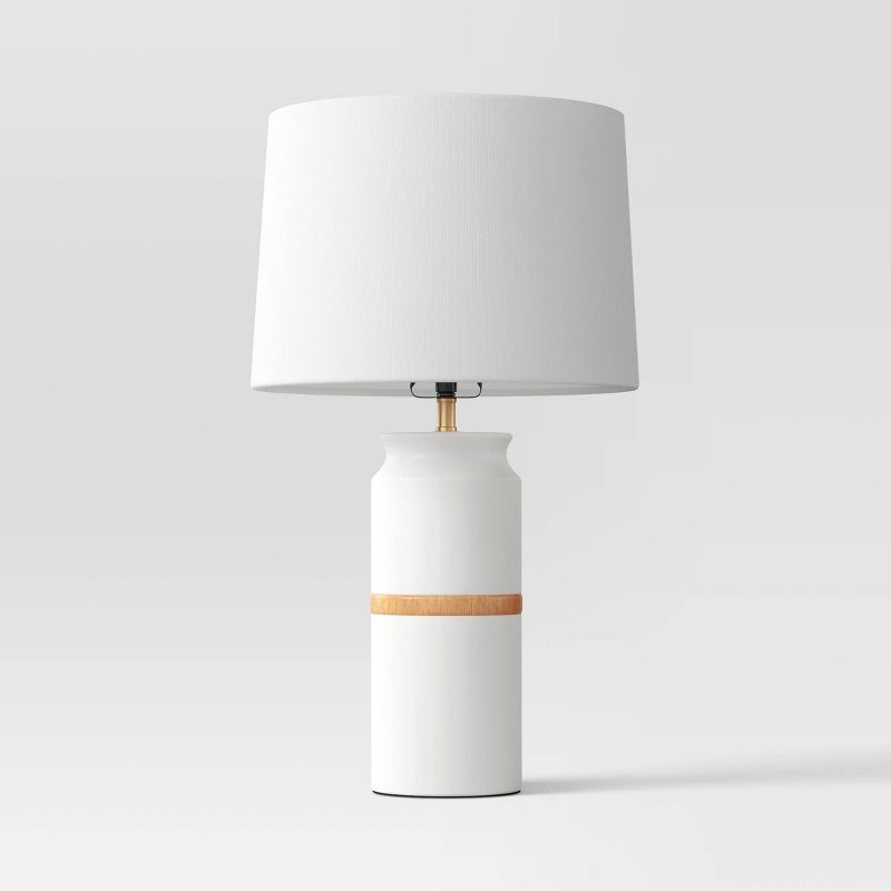 Ceramic and Wood Table Lamp (Includes LED Light Bulb) - Threshold™, 1 of 7