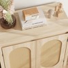 Mid Century Modern Sideboard Buffet with Rattan Doors - Retro Storage Cabinet with Adjustable Shelf - 3 of 4