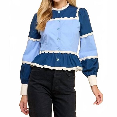 Women's Peplum Color Block Top - TCEC
