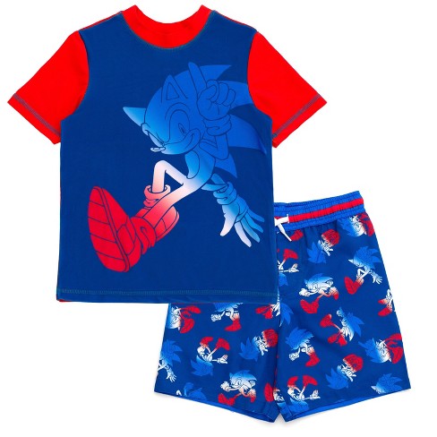 Sonic The Hedgehog Little Boys Upf 50+ Rash Guard And Swim Trunks ...