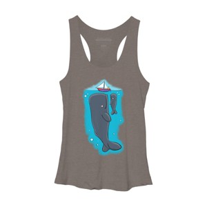 Women's Design By Humans Cute whales and sailing boat cartoon illustration By thefrogfactory Racerback Tank Top - 1 of 3