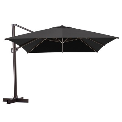 Pellebant 12.5FT Patio Cantilever Umbrella High-strength Aluminum Pole with 360Rotation 5 Heights Adjustable Umbrella