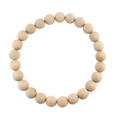 Darware 13" Farmhouse Wood Bead Wreath ; Rustic Beaded Ring for DIY, Crafts, and Floral Decor