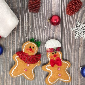 Wrapables Plush Gingerbread Man & Woman Christmas Tree Ornaments (Set of 2) - 1 of 4