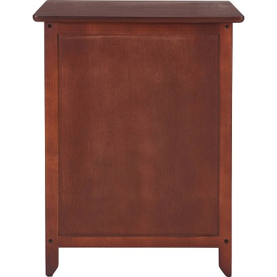Walnut Rectangular Wood and Metal Side Table with Storage