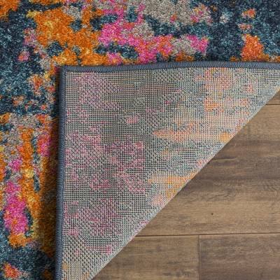Madison 4' x 6' Blue and Orange Abstract Area Rug