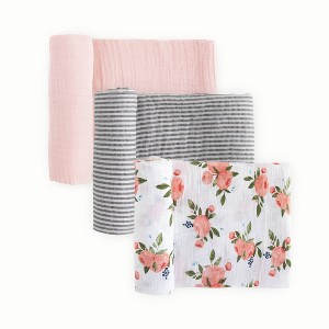 Little Unicorn Cotton Muslin Swaddle Blanket - 3pk - 1 of 4