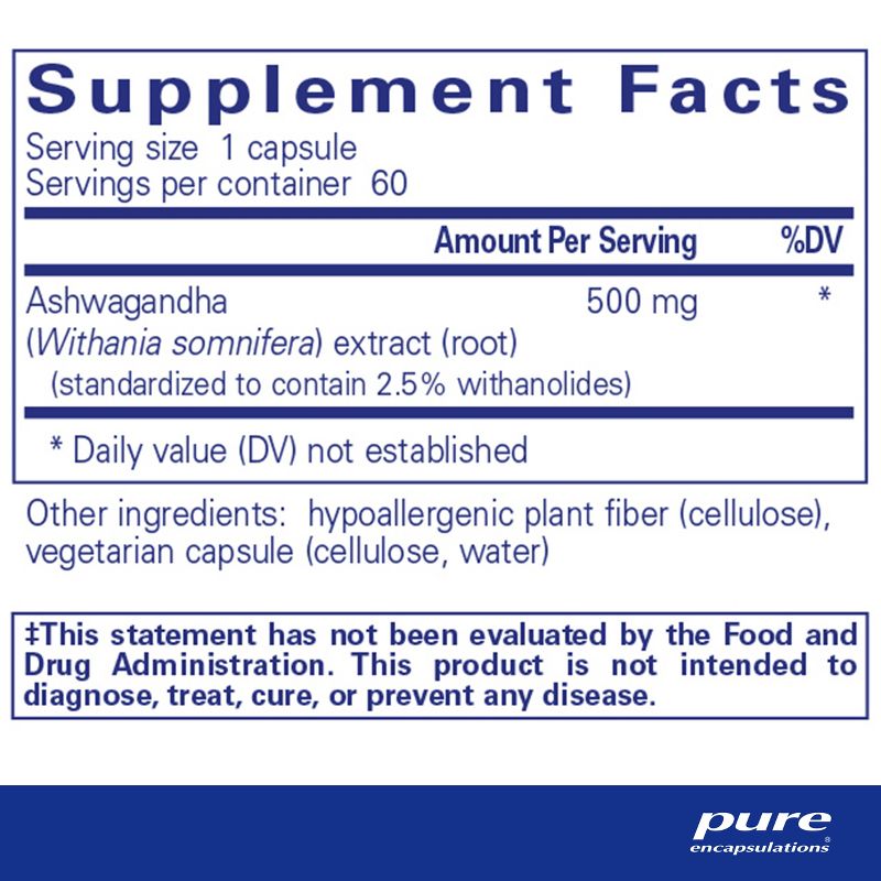 Pure Encapsulations Ashwagandha - Supplement for Thyroid Support, Joints, Adaptogens, Focus, and Memory, 2 of 10