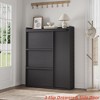 Shoe Cabinet with 2/3/4/6 Flip Drawers/ with 3 Flip Drawers & Side Door, Wooden Shoe Organizer w/Adjustable Shelf, Shoe Storage for Entryway - 3 of 4