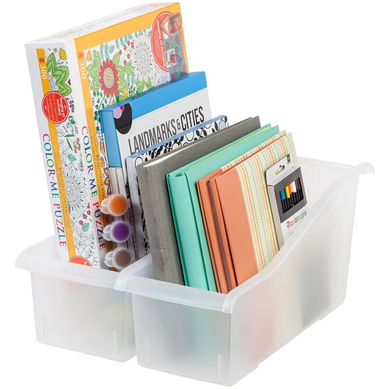 IRIS USA 8Pack 15" x 6" Plastic Connecting Book and Paper Storage Container Bin, Clear, 6 of 9