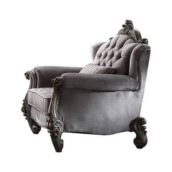 Versailles Club Chair with 1 Pillow Velvet/Antique Platinum Finish - Acme Furniture