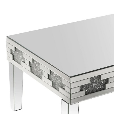 Elegant Mirrored 53" Rectangular Coffee Table with Acrylic Accents