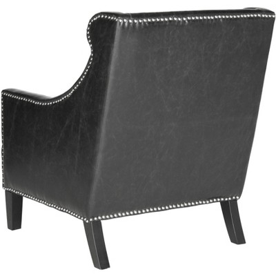 Antique Black Faux Leather Club Accent Chair