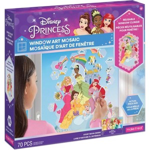 Make It Real Disney: Window Art Mosaic - Disney Princess - 70 pcs, Reusable Puzzle Window Clings, Creates a 9.5 x 16.5 Image, Kids Ages 6+ - 1 of 1