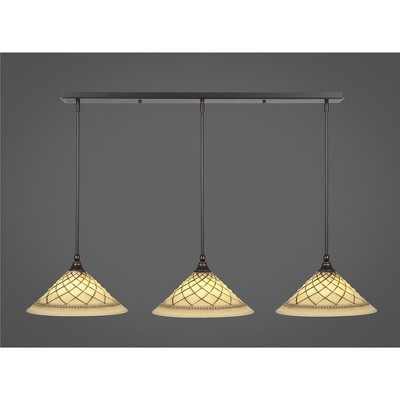 Toltec Lighting Any 3 - Light Chandelier in  Dark Granite with 12" Chocolate Icing Shade