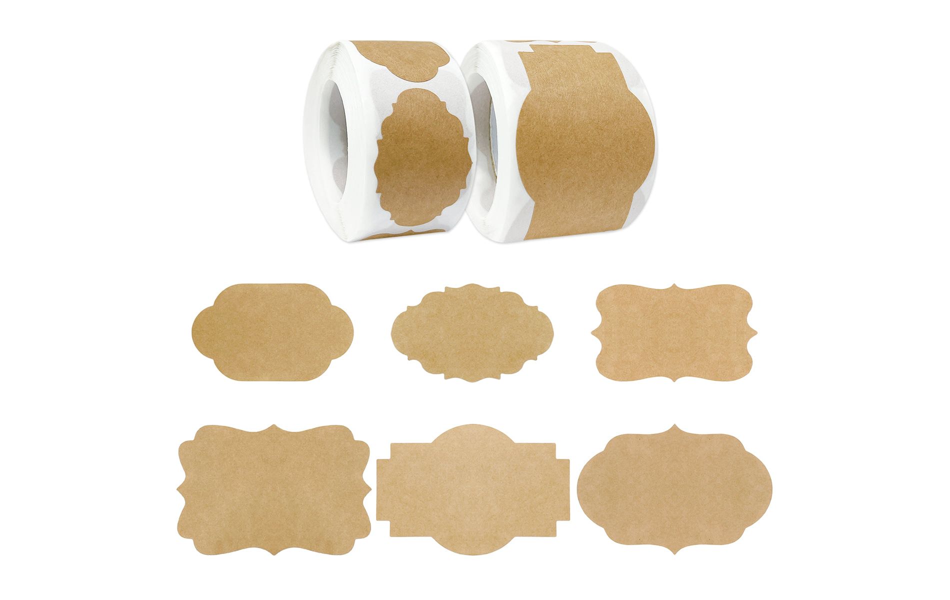 Wrapables Kraft Paper Sticker Labels for Lids, Mason Jars, Bottles, Homemade Products, Gift Wrapping, Parties, (450pcs) Assorted Fancy