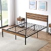 Queen Size Bed Frame with Wood Headboard, Strong Metal Support, Under-Bed Storage, Noise-Reducing Design, No Box Spring Needed - 2 of 4
