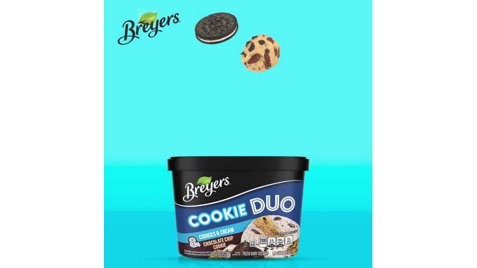 Breyers Cookie Duo Cookies &#38; Cream + Chocolate Chip Cookie Frozen Dairy Dessert - 48oz, 2 of 8, play video