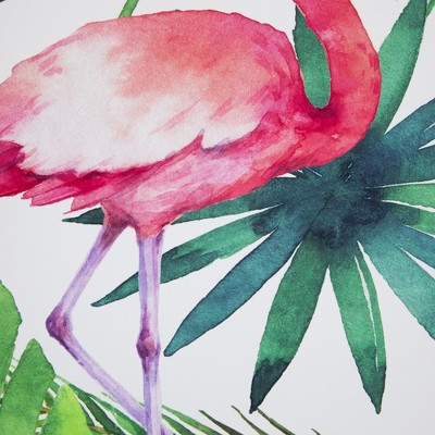 Pink Flamingo Tropical Canvas Wall Art with Metal Frame