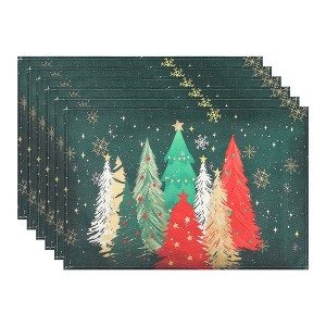 REGALWOVEN Placemats Set of 6 Linen Placemats, Washable Kitchen Table Mat, Seasonal Holiday Christmas Place Mats - 1 of 4