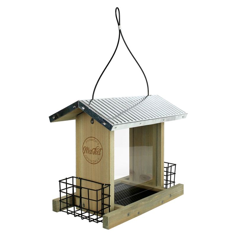 Nature&#39;s Way Wild Wings 3qt Hopper Feeder with Suet Cages 11&#34; - Weathered Galvanized, 1 of 8