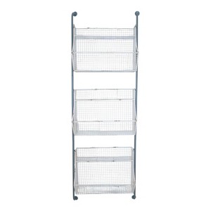 HomeRoots 24" White And Gray Metal Baskets Wall Mounted Cubby Shelf - 1 of 4