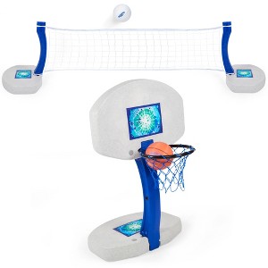 SwimWays 2-in-1 Pool Sport Combo Set - Volleyball Net & Outdoor Basketball Hoop For In- & Above Ground Pool, Outdoor Games for Adults and Family - 1 of 4