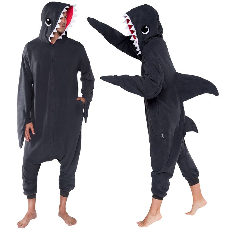 Funziez! Shark Adult Unisex Novelty Union Suit Costume for Halloween, 1 of 9