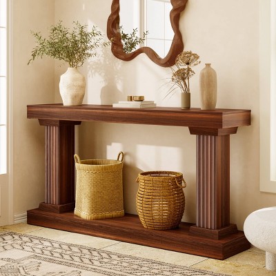 WOWLIVE 63-Inch Long Console Table with Storage, Farmhouse Entryway Table for Entrance