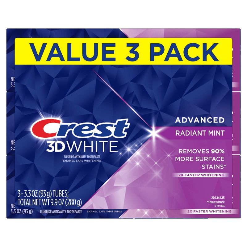 Crest 3D White Advanced Teeth Whitening Toothpaste, Radiant Mint, 3 of 14