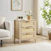 Rattan Nightstand 21.7"L x 15.7"W x 25"H Oak Finish with 3 Natural Rattan Drawers, Solid Wood Legs, Boho Bedside Table for Bedroom & Living Room - 2 of 4