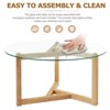 RISOKEYS 35.43" Round Glass Coffee Table - Modern Cocktail Table with Tempered Glass Top and Sturdy Wood Base for Living Room - 4 of 4