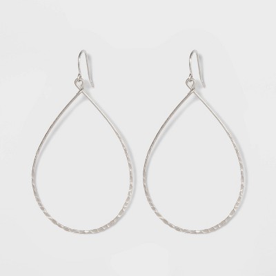 Sterling Silver Hammered Teardrop Drop Earrings - Universal Thread™ Silver