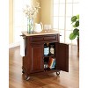 HomeStock  Compact Wood Top Small Rolling Cart with Shelves, Microwave Stand with Towel Rack, Mahogany - 3 of 4