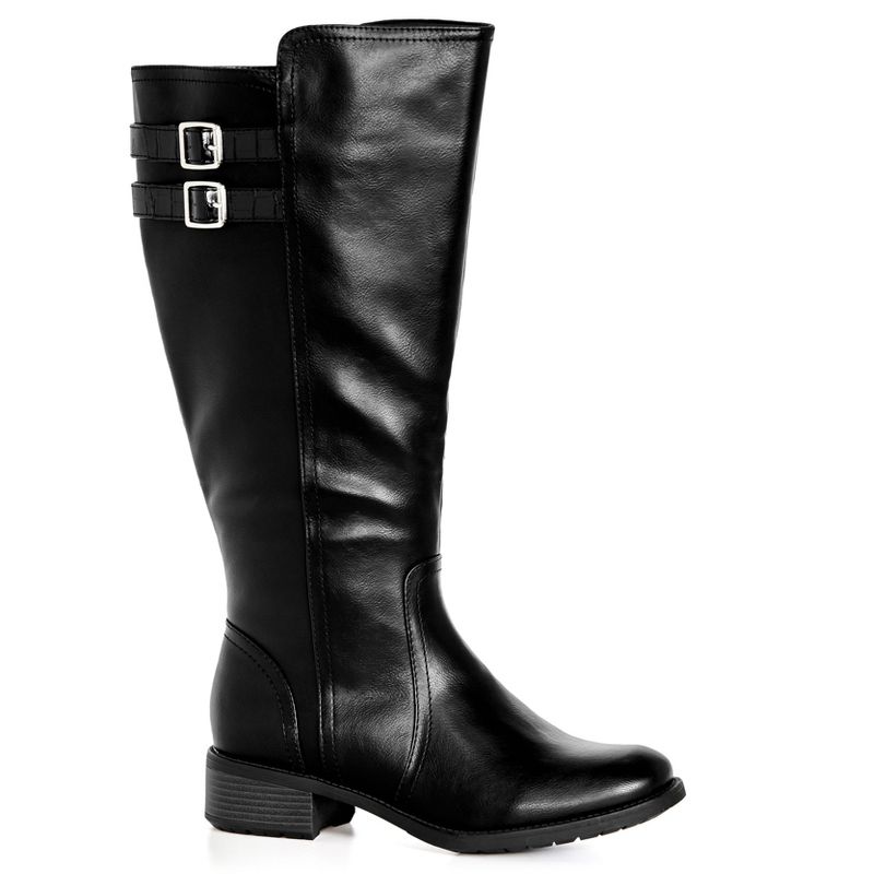 Women's Wide Fit Daphne Tall Boot - black | EVANS, 1 of 6