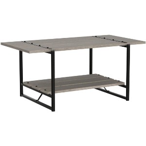 Industrial Farmhouse Coffee Table with Storage, 41" Rustic Wood & Metal 2-Tier Living Room Table, 150lb Capacity - 1 of 4