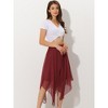 Allegra K Women's Elastic Waist Chiffon Handkerchief Hem Midi Skirt - 2 of 4