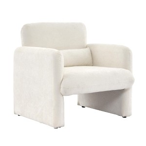 Jojoka Modern Sofa Chair with Arms, Chenille Upholstered Accent Armchair with Waist Pillow for Living Room, Bedroom, Office - 1 of 4
